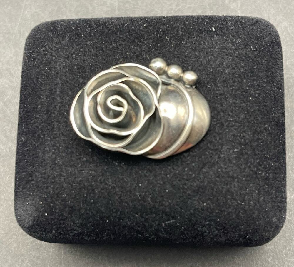 Leonore Doskow LS Sterling Rose Floral Charm Pendant MCM New York Silversmith